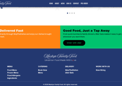 Mashyn Family Food website - Home page