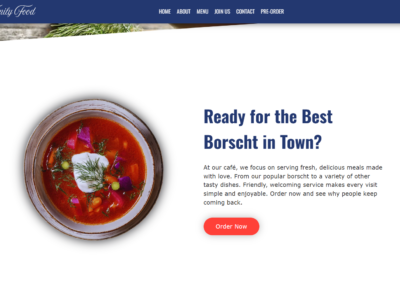 Mashyn Family Food website - Home page
