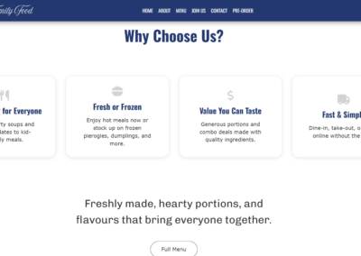 Mashyn Family Food website - Home page