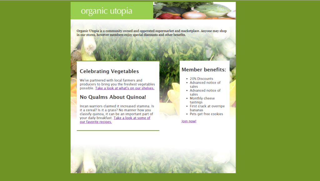 Organic Utopia website